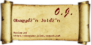 Obagyán Jolán névjegykártya